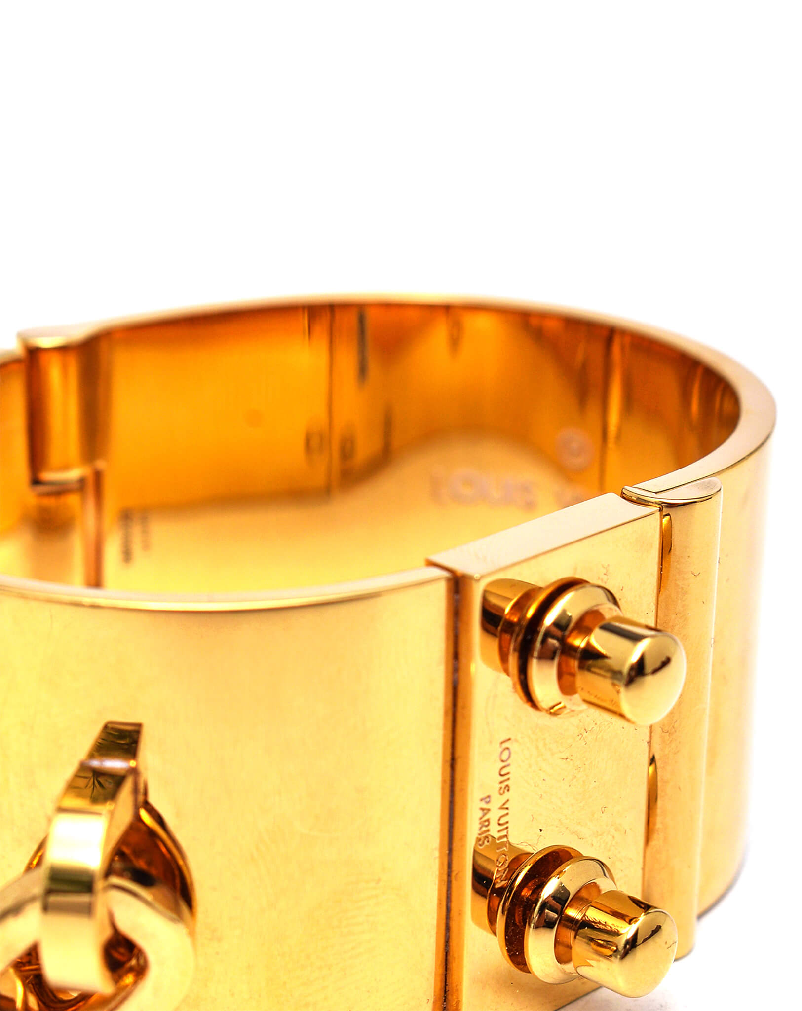 Louis Vuitton - Gold Tone Manchet Lock Me Chain Cuff Bracelet